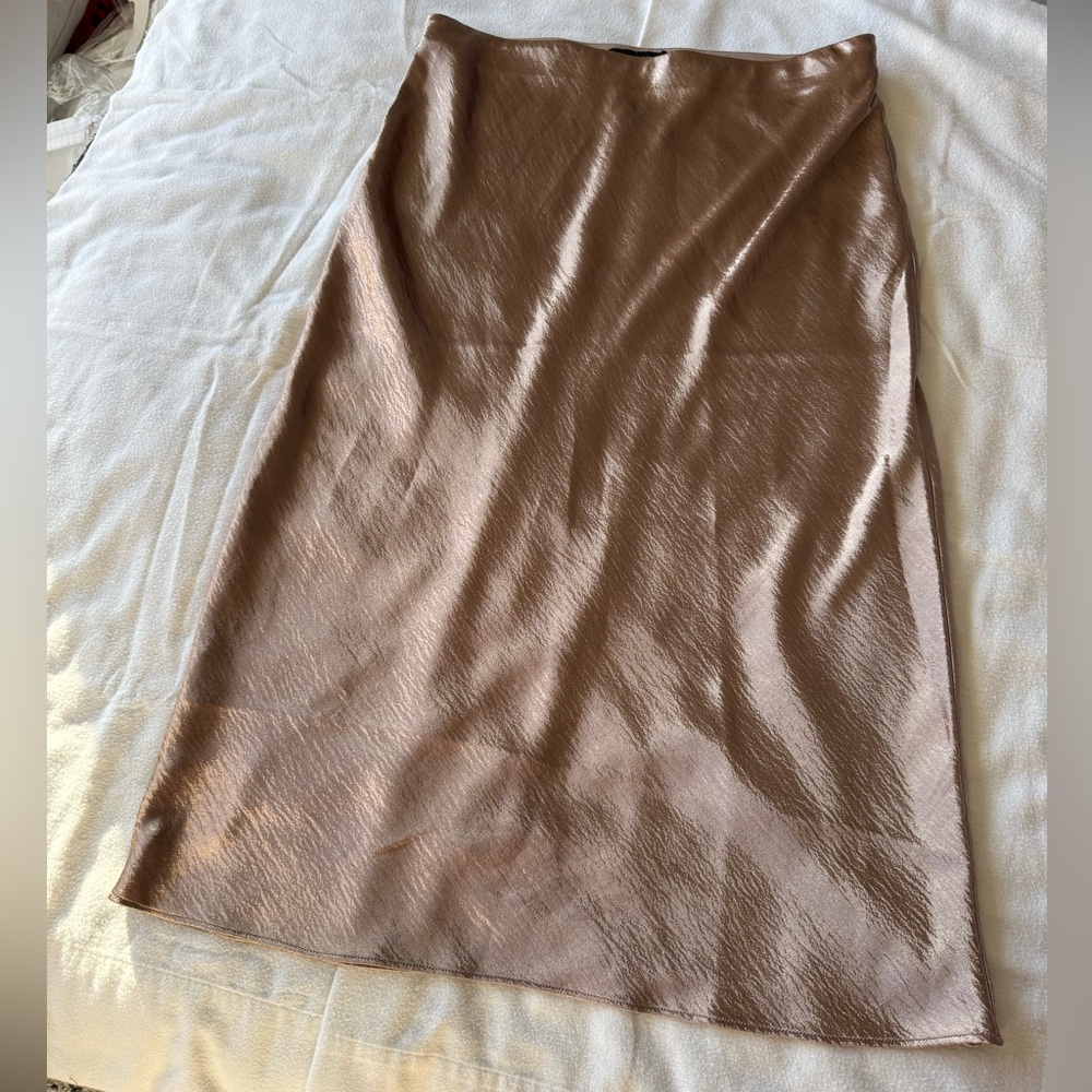 Banana Republic Midi Gold Satin Slip Skirt